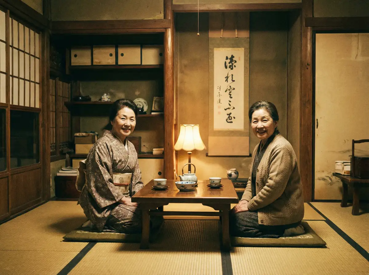 两位优雅的 尤物 - 美女系列与精选图集汇总 在日式茶室中品茶交谈